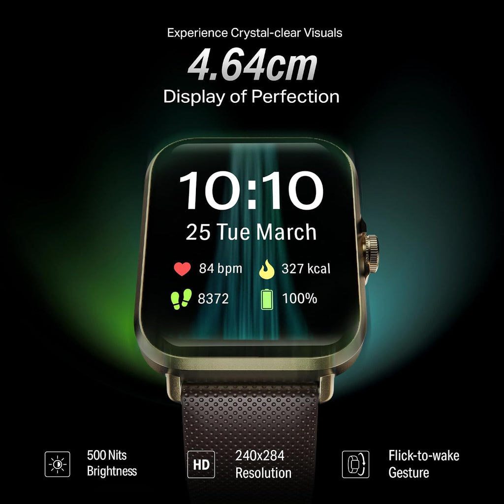 boAt Storm Infinity w/21 Days Extensive Battery Life, BT Calling, Huge 550mAh Battery, Fast Charge, 1.83” (4.65cm) Display, HR, SpO2 & Sleep Tracking, Smart Watch for Men & Women (Brown)