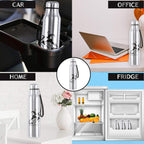 CELLO Goldie Stainless Steel Water Bottle 1000 ml, Silver | ISI Certified, Single Walled, Rust & Leakproof, Easy to Open & Pour Wide Mouth Steel Bottle | Perfect for School, College, Office, Travel