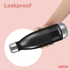 Milton Duo DLX 1000 Thermosteel Bottle, 1000 ml Water Bottles, 24 Hours Hot and Cold, Easy to Carry, Easy Grip, Rust Proof, Tea, Coffee, Office, Travel Bottle, Matt Black