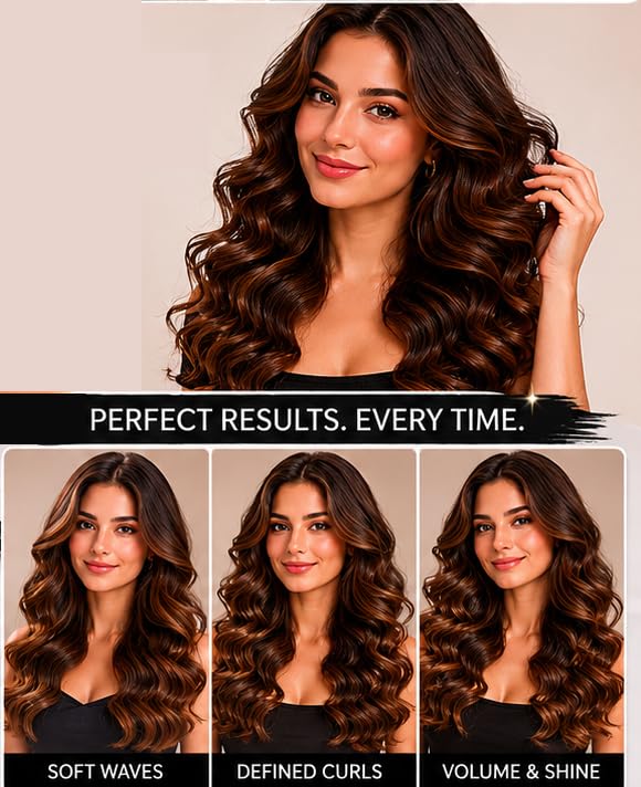 Professional Feel CURLING TONG, Hair Curler with 25mm Ceramic Barrel, Heat Ready Indicator, Comfortable Rubber Grip, Safety Stand and Salon Length Swivel Cord for quick Salon like finish (25mm)
