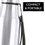 CELLO Goldie Stainless Steel Water Bottle 1000 ml, Silver | ISI Certified, Single Walled, Rust & Leakproof, Easy to Open & Pour Wide Mouth Steel Bottle | Perfect for School, College, Office, Travel