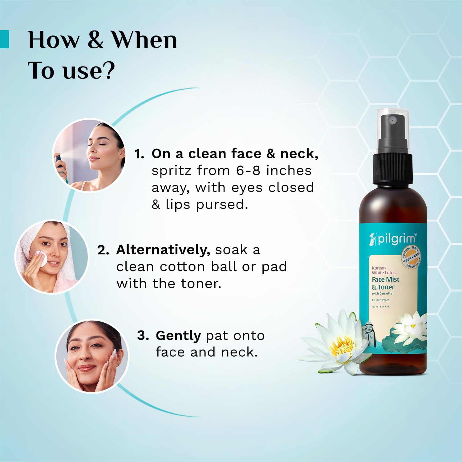 Pilgrim Korean Beauty White Lotus Refreshing Face Mist &amp; Toner