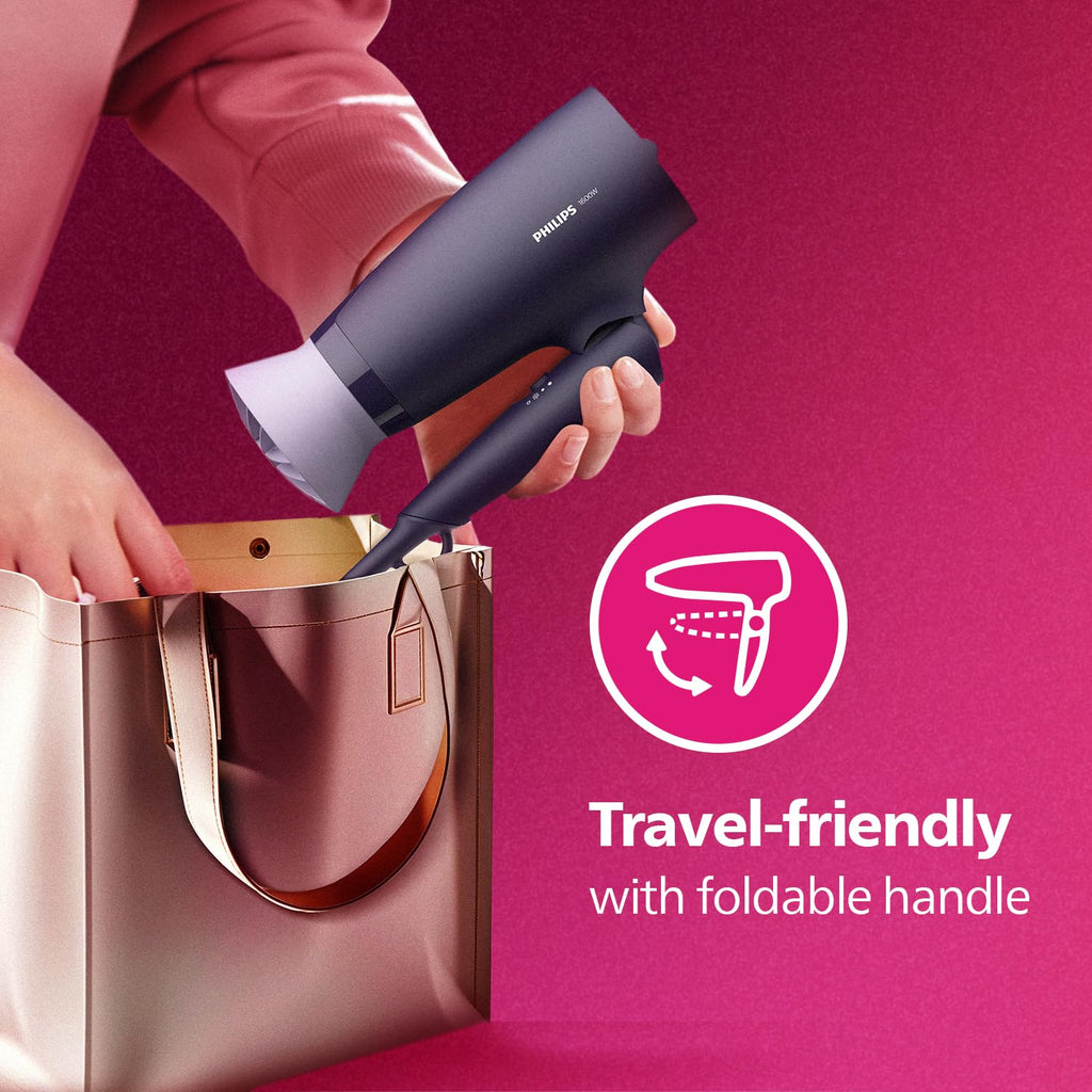 Philips Hair Dryer Powerful Drying with Less HeatIIonic Care for Smooth & Shiny HairI 3 Styling Options for Salon like BlowdryI 1600 WattsI Cool ShotI Men & WomenI 2 Year WarrantyI BHD318/00, Purple