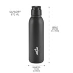 MILTON Caper 1000 Stainless Steel Water Bottle 870 ml, Single Walled, ISI Certified I Leak Proof Lid, Rust Proof I For School, Office, Gym I Black