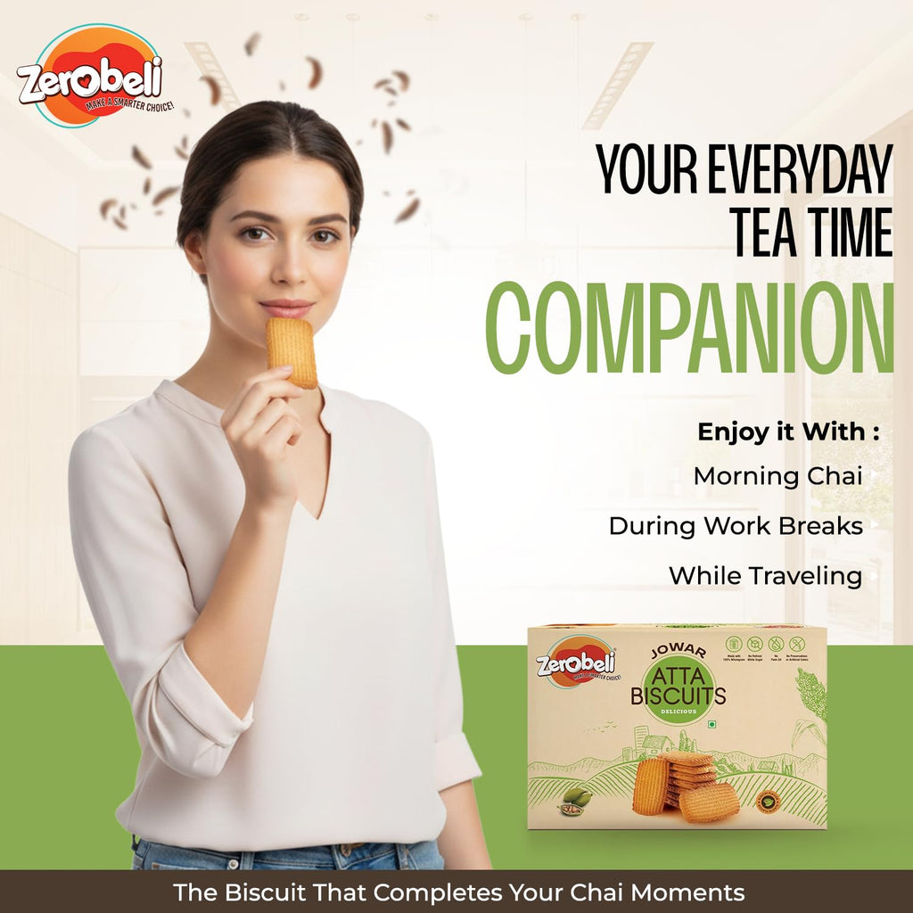 Zerobeli Premium Jowar Atta Digestive Biscuits with Elaichi - 375g