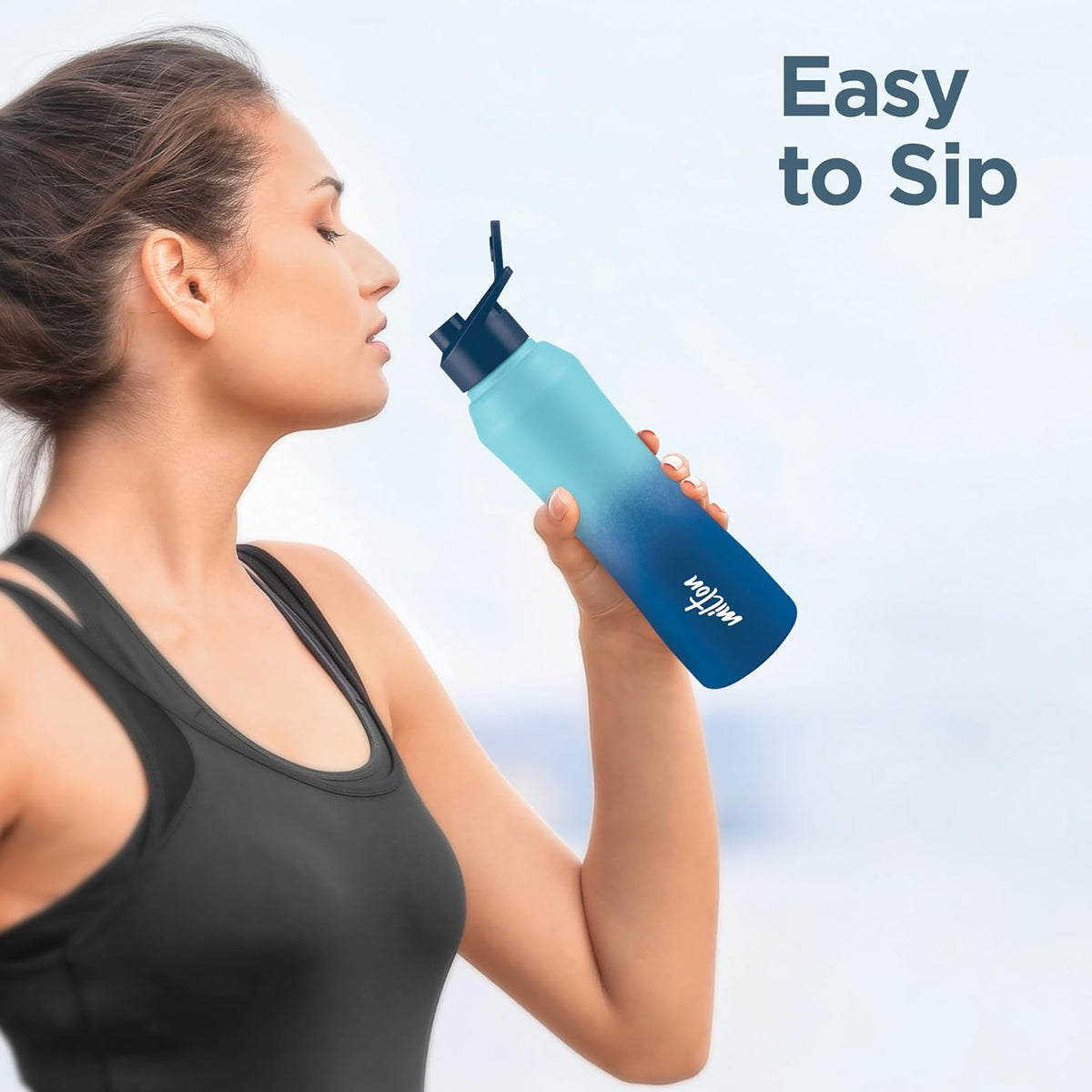 MILTON Comet 1000 ISI Certified Stainless Steel Water Bottle I Leak Proof I Rust proof I Single Walled I Ideal for Office, School, Home, Gym, 1000 ml, Light Blue & Dark Blue
