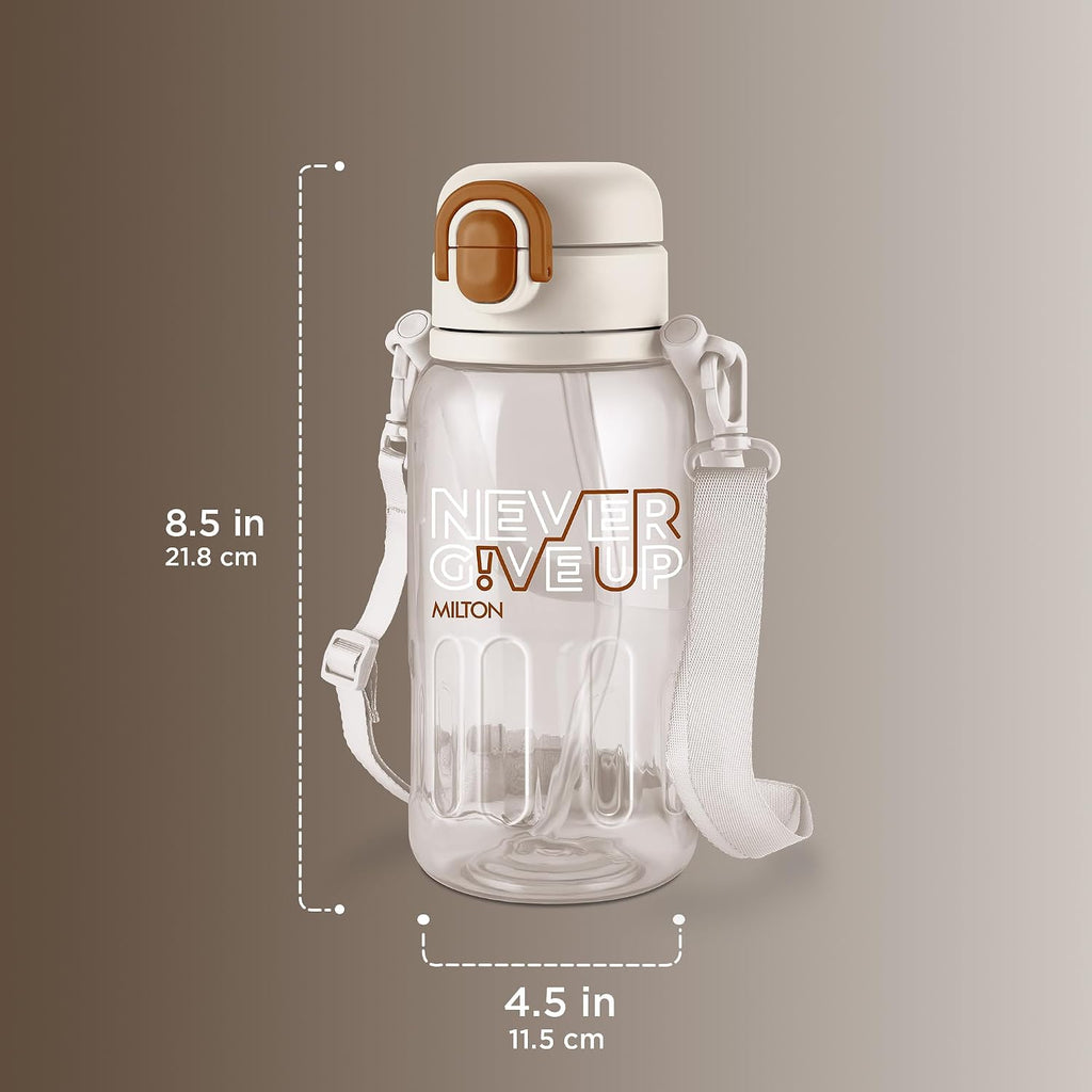 MILTON Regan 850 2-in-1 Lid Sip or Gulp Water Bottle | Sturdy Handle And Strap I BPA Free| Food-Grade | One-Touch Open | Leak-Proof | Ideal for Office, School, College, Gym | 836ml, White