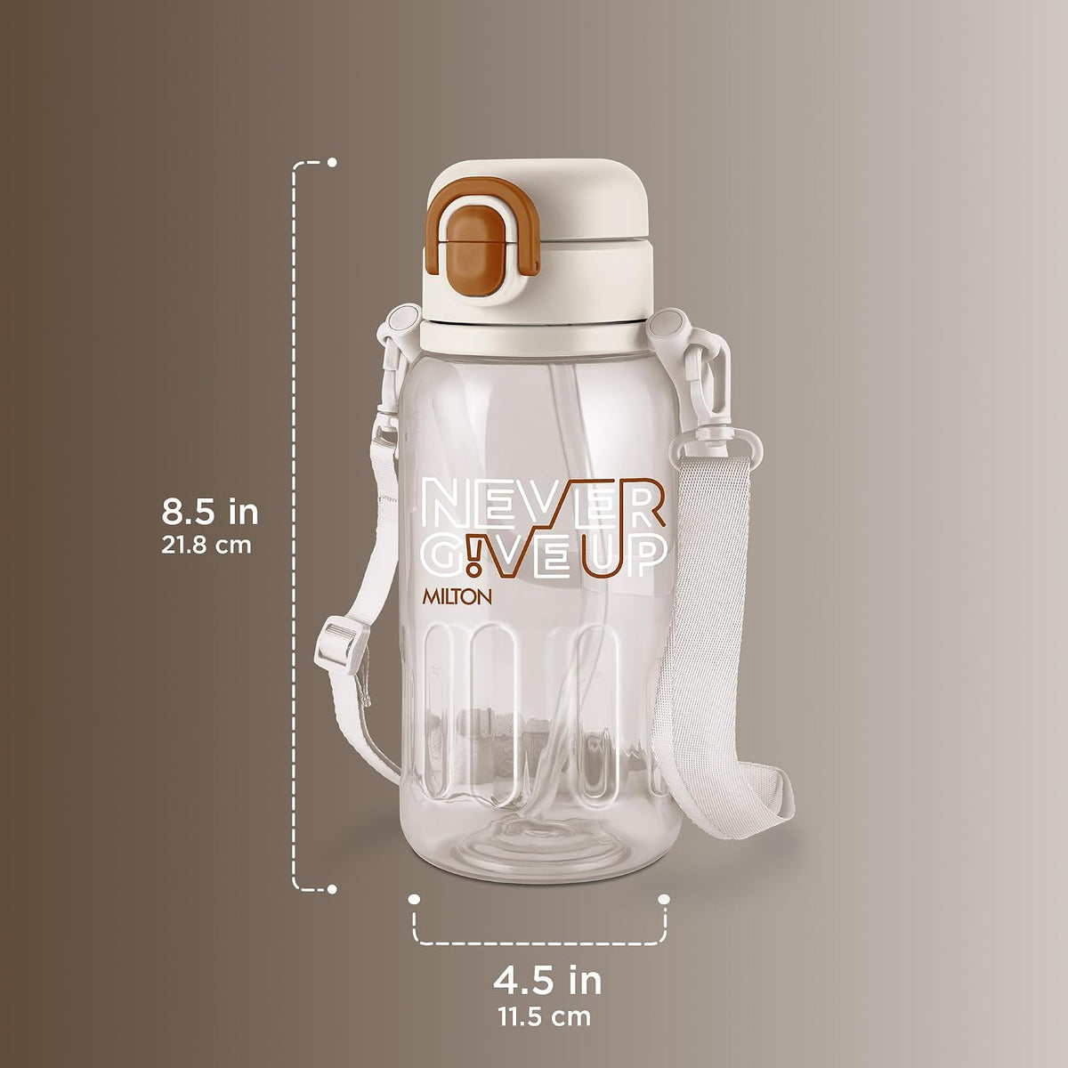 MILTON Regan 850 2-in-1 Lid Sip or Gulp Water Bottle | Sturdy Handle And Strap I BPA Free| Food-Grade | One-Touch Open | Leak-Proof | Ideal for Office, School, College, Gym | 836ml, White