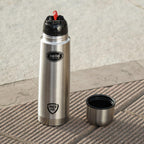 CELLO Swift Stainless Steel Hot and Cold Water Bottle 1000 ml Silver | ISI Certified Spillproof Leakproof Screw Lid Double Wall Vacuum Insulated Thermos Flask Water Bottle for Home Office Gym Travel