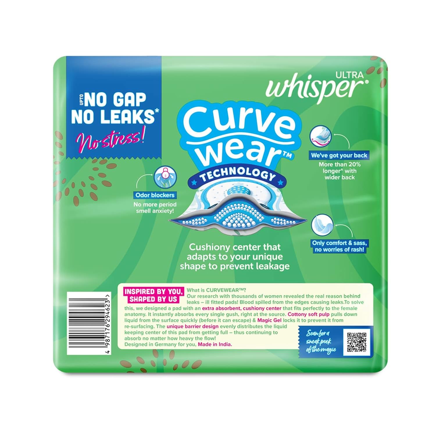 Whisper Ultra Upto No Gap No Leaks* Sanitary Pads, 48 XL Pads