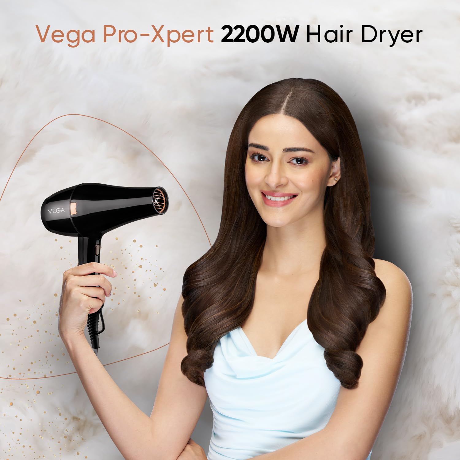 Vega Pro-Xpert 2200W Professional Hair Dryer for Women with 2 Speed/3 Heat Settings, Cool Shot Button, Diffuser & 2 Detachable Nozzles, Travel Friendly, (VHDP-03), 2000 Watts, Black