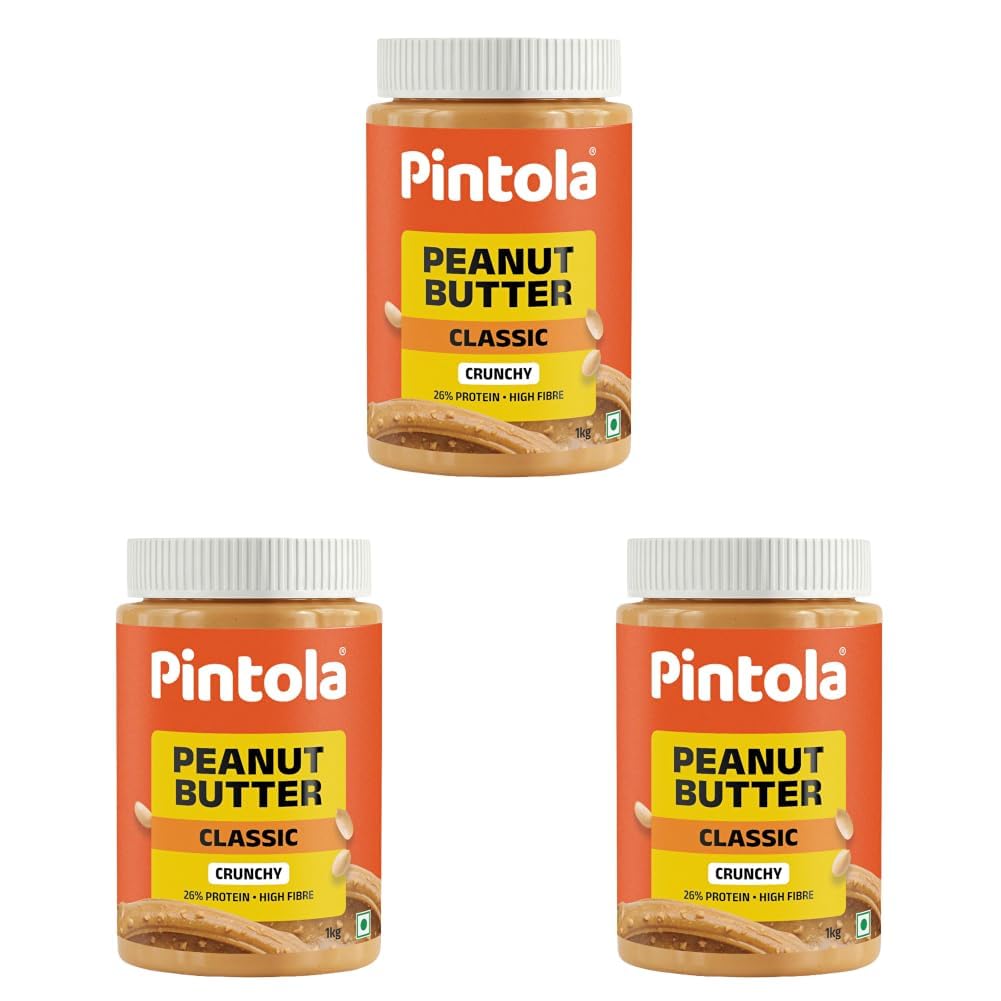 Pintola Classic Peanut Butter Crunchy 1kg  (Pack of 3)