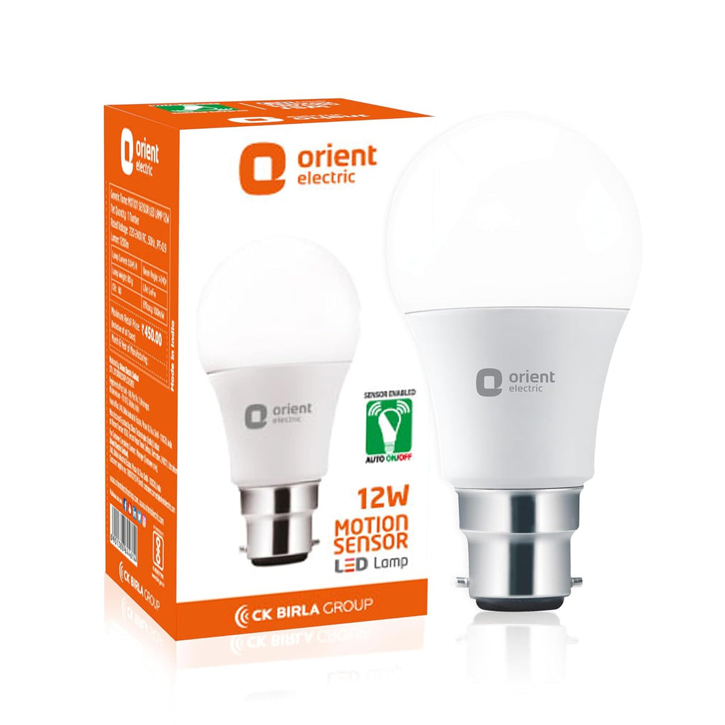 Orient Electric 12W Motion Sensor LED Bulb for Home | Radar based LED Light with Auto ON-OFF feature | Cool White, 6500K | B22d Cap | 4 kV Surge Protection | 1 Year Replacement Warranty | Pack of 1