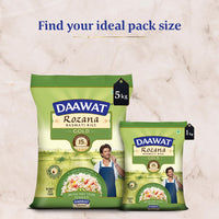Daawat Rozana Gold Basmati Rice 5Kg| For Everyday Consumption| Cooked Grain Upto 15mm*| Naturally Aged