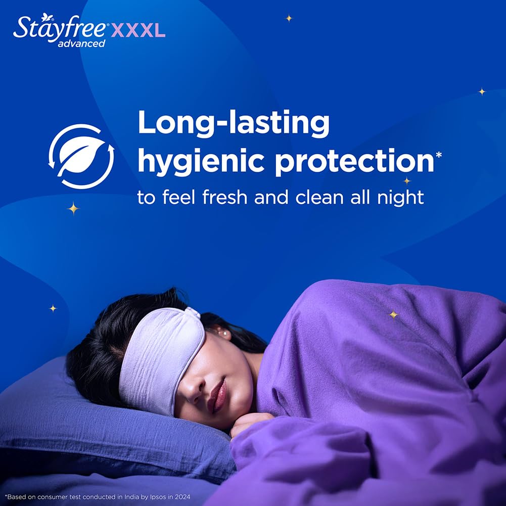 Stayfree Advanced XXXL Thin Sanitary Pads for Women | 16 Soft Cotton Pads for All Night Ultra Comfort
