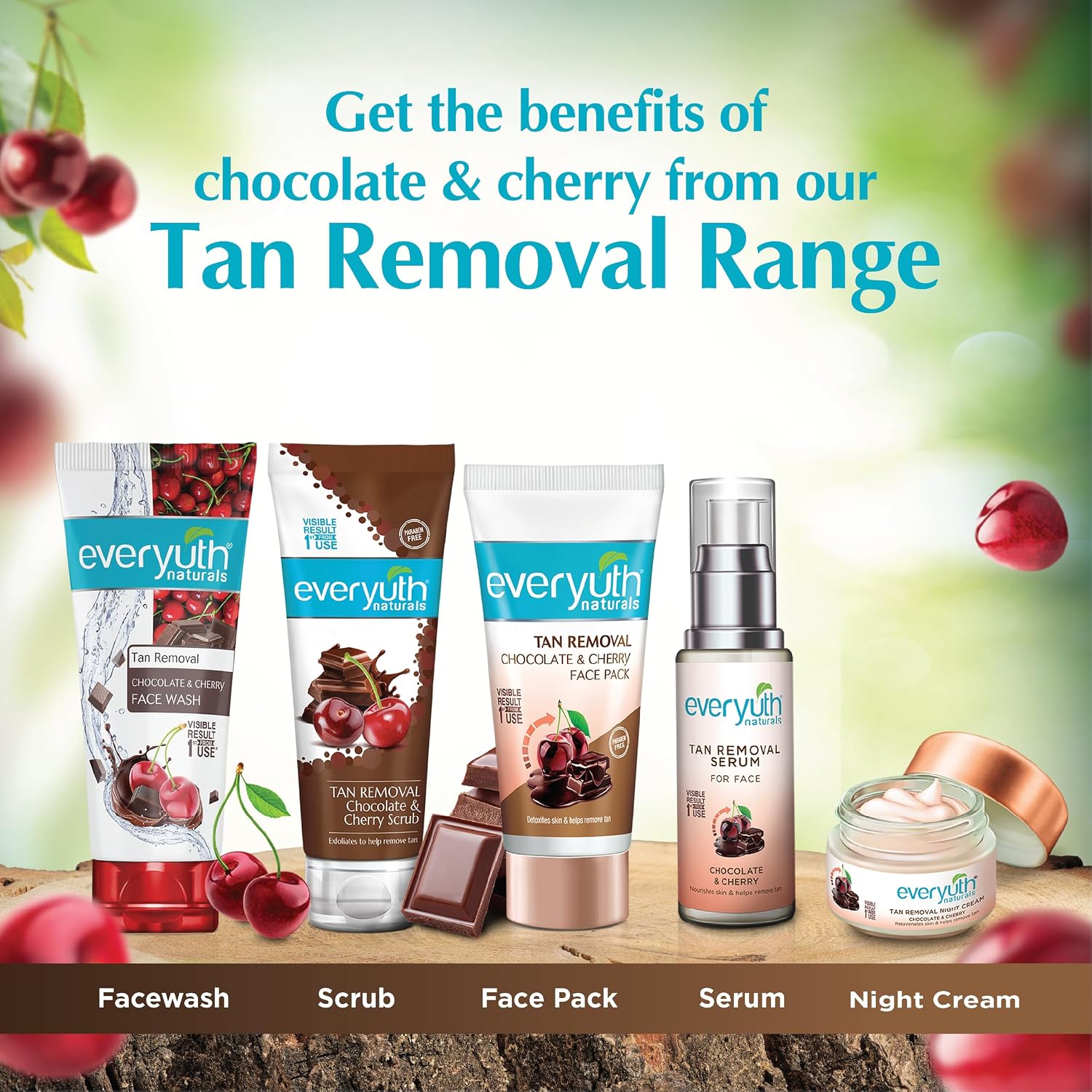 Everyuth Naturals Tan Removal Choco Cherry Face Wash, 150g | Choco Cherry Extracts | Visible
