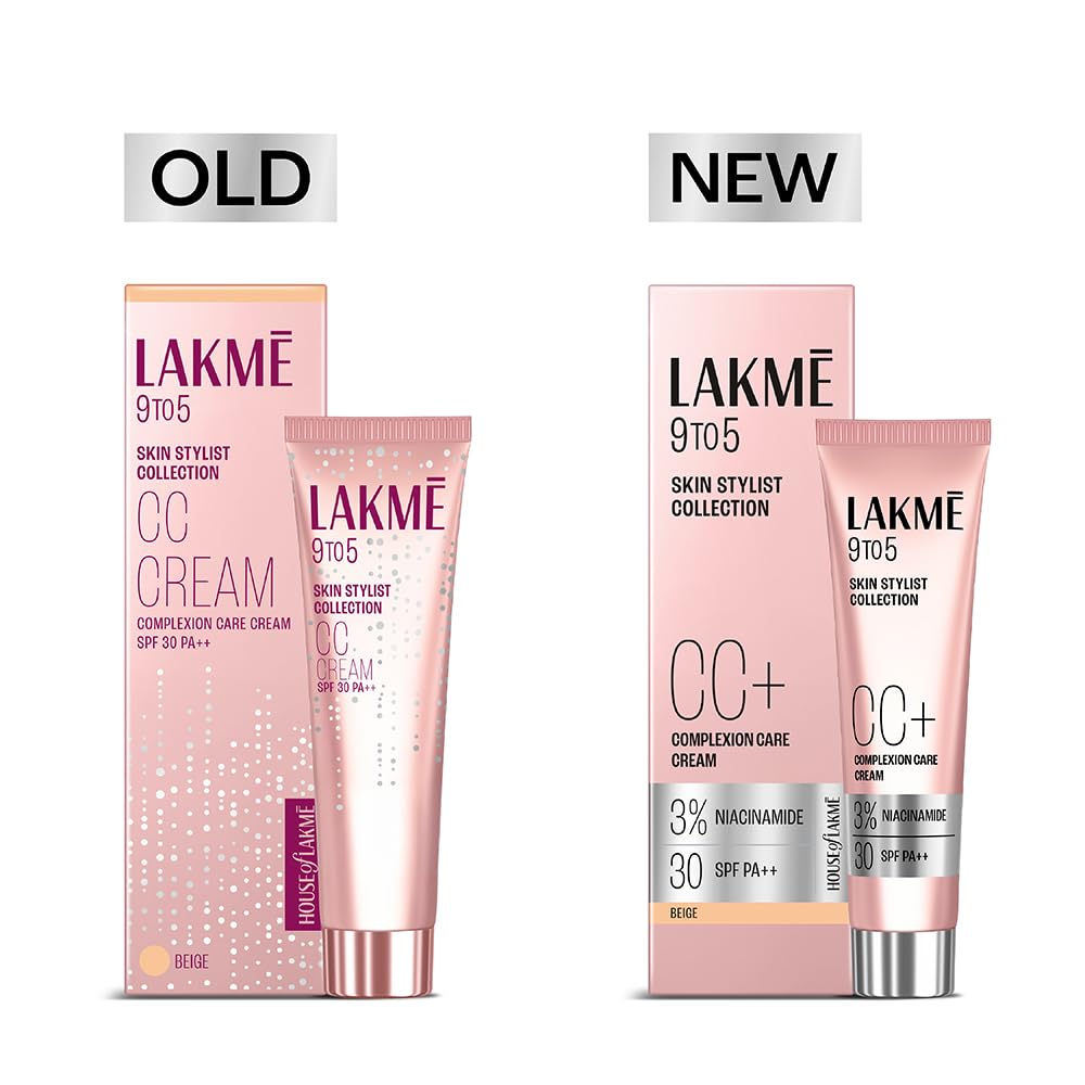 Lakme 9 to 5 CC Cream Beige with 3% Niacinamide Complex SPF30 PA++,30 g