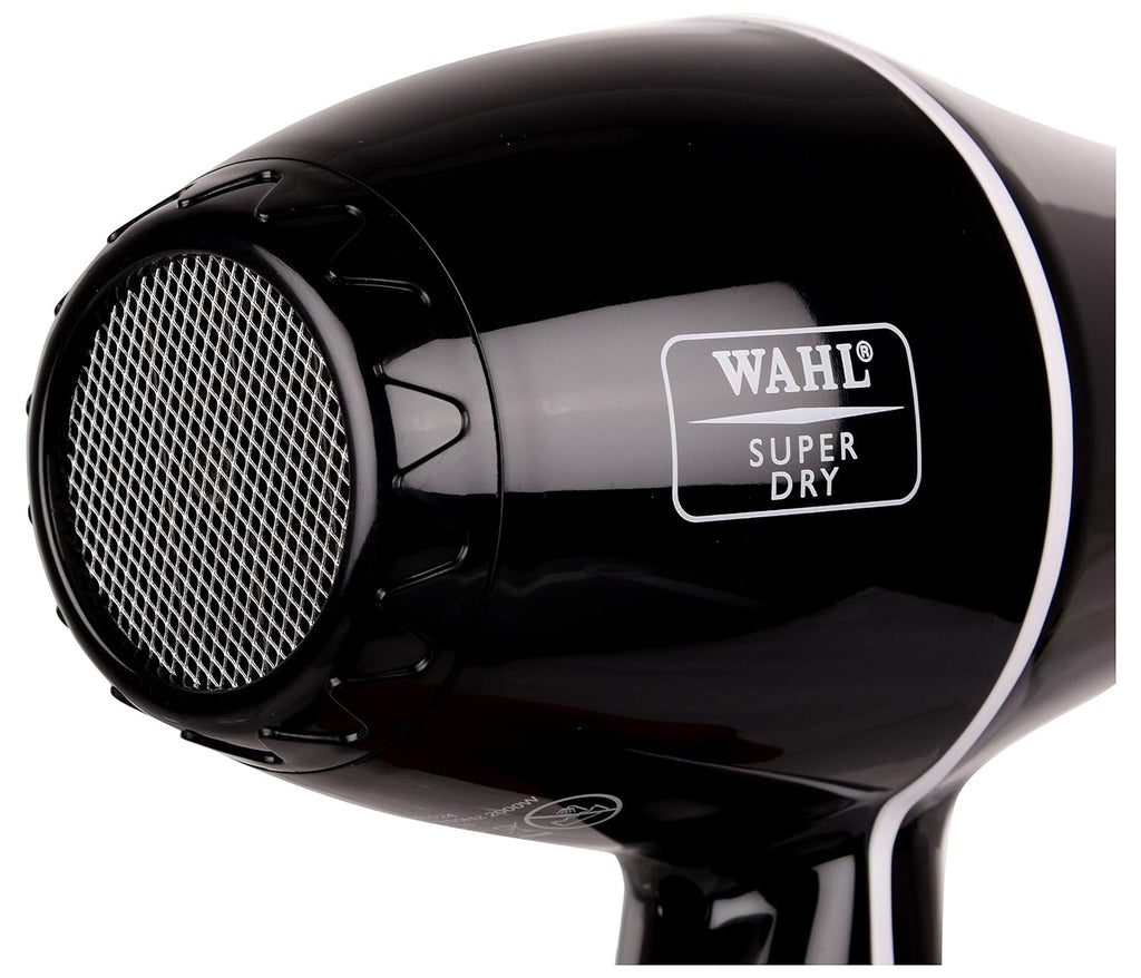 WAHL 5439-024 Super Dry Professional 2000 Watts Ionic Hair Dryer with Tourmaline Technology, 3 Heat Settings & 2 Speed Settings & Cool Shot Button - Black