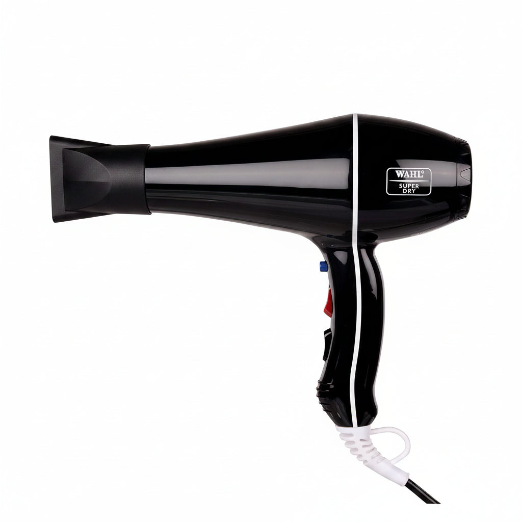 WAHL 5439-024 Super Dry Professional 2000 Watts Ionic Hair Dryer with Tourmaline Technology, 3 Heat Settings & 2 Speed Settings & Cool Shot Button - Black