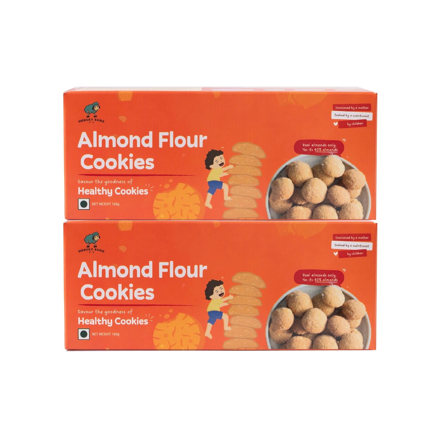 Hungry Bums Almond Cookies - Pack fo 2 320gm (20 Cookies)