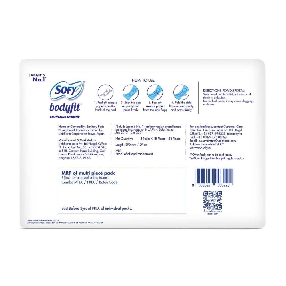 Sofy Bodyfit Pro Sanitary Pads (XL Size - 290 mm) 54 pads