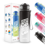 MILTON Gen'Z Water Bottle 1 ltr (Stay Strong), Motivational Water Bottles With Leak Proof Flip-Top Cap & Capacity Mark, Gym Bottle Sipper Water Bottle For Adults, Plastic, Black