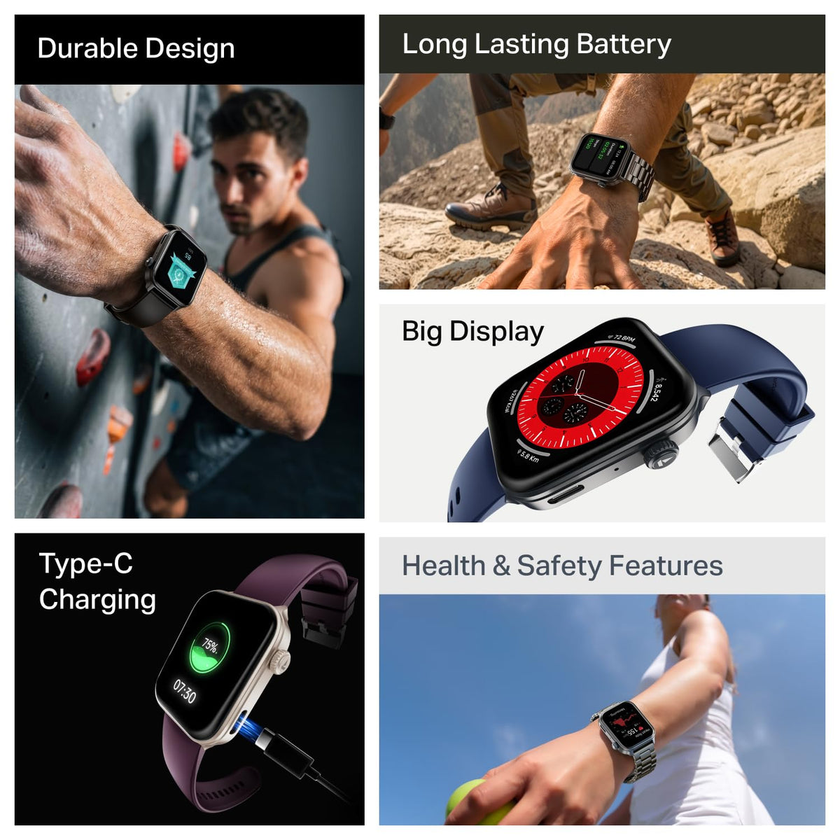 boAt Storm Call 4 India's first Smartwatch with Type-C Charging,1.96”(4.97 cm) HD Display, Functional Crown, BT Calling, Sports Modes, Heart Rate, SpO2, Sleep & Stress Tracking, SOS, IP68(Velvet Wine)