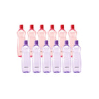MILTON Pacific 1000 Pet Water Bottles, 1 Litre Each, Set of 12, Purple and Red | BPA Free | Leak Proof | Office Bottle | Gym Bottle | Home | Kitchen | Travel Bottle | Hiking | Treking | Reusable
