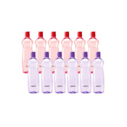 MILTON Pacific 1000 Pet Water Bottles, 1 Litre Each, Set of 12, Purple and Red | BPA Free | Leak Proof | Office Bottle | Gym Bottle | Home | Kitchen | Travel Bottle | Hiking | Treking | Reusable