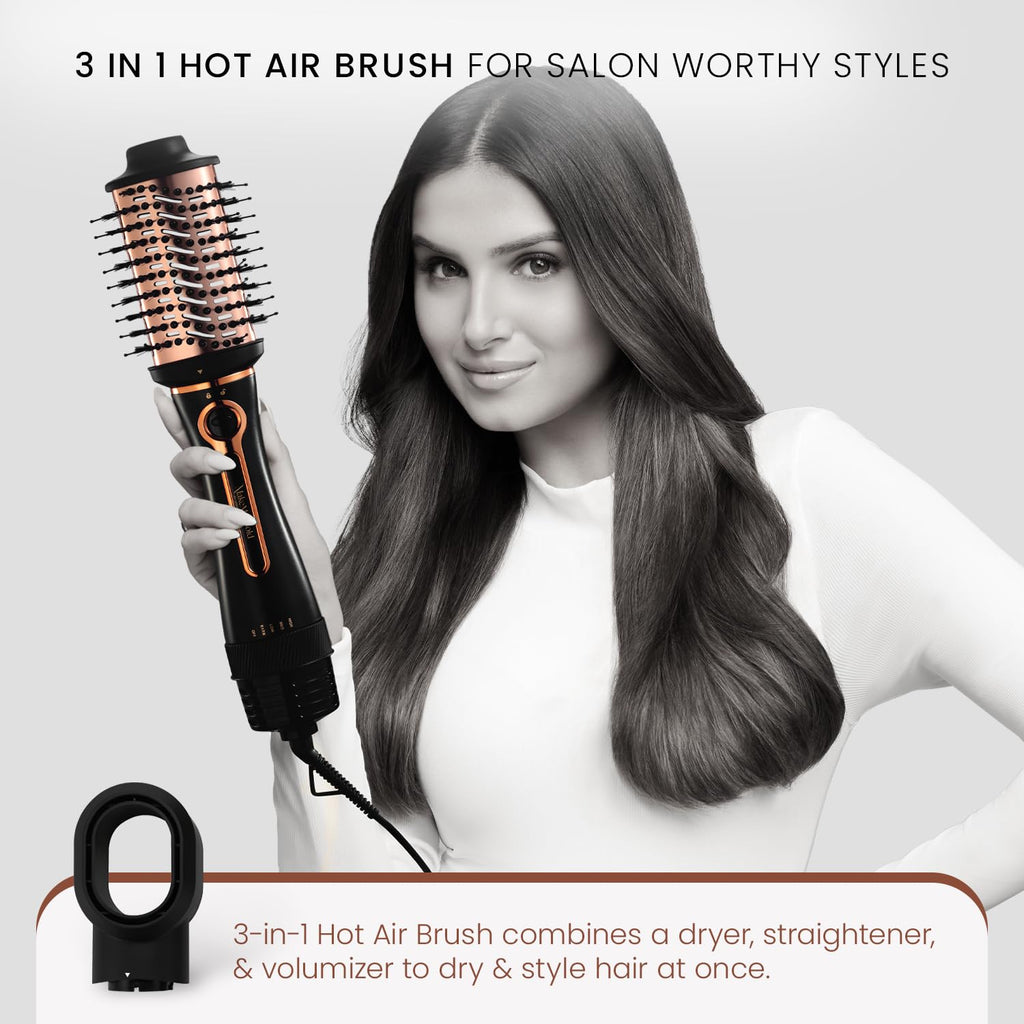Urban yog Makemeebold 3-In-1 Hot Air Brush 1200Watts + Dry Shampoo Spray 200 Ml | Instant Hair Refresh, Volumizer & Styler |Quick Drying, Straightening & Volumizing