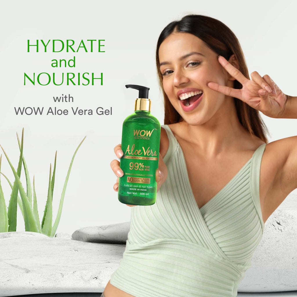 WOW Skin Science 99% Pure Aloe Vera Gel for Face, Skin &amp; Hair - 500ml