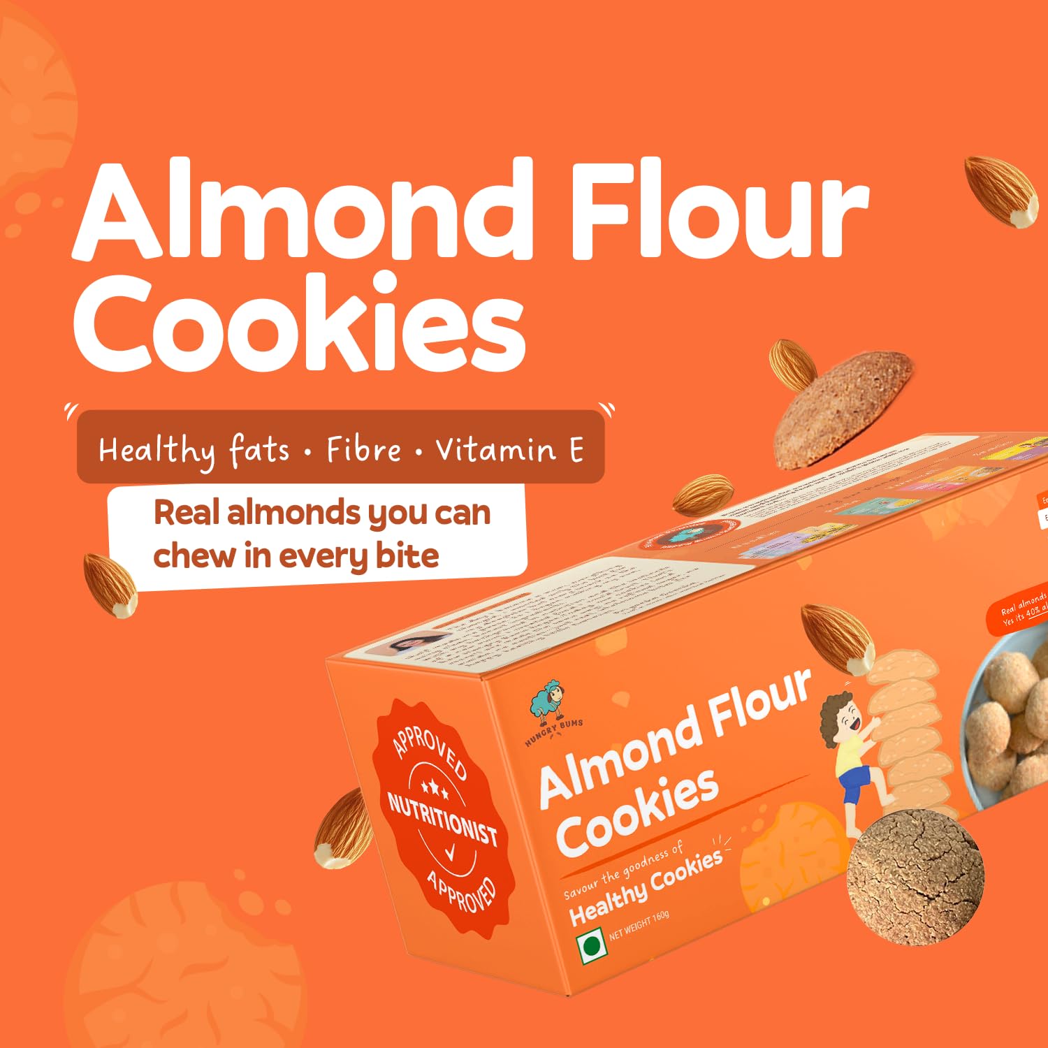 Hungry Bums Almond Cookies - Pack fo 2 320gm (20 Cookies)