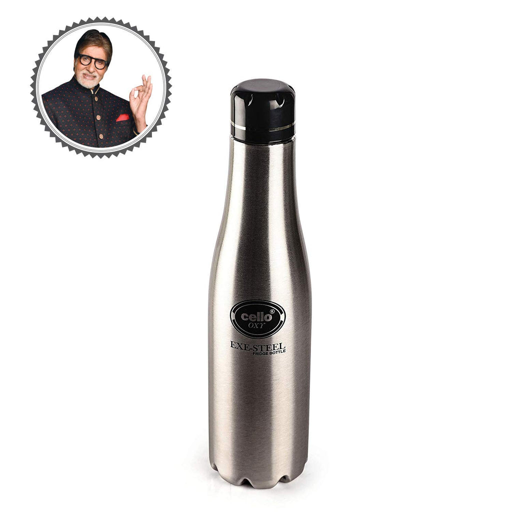 Cello OXY Stainless Steel Bottle, 1 Liter, Silver