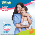 Little's Soft Cleansing Baby Wipes with Lid | 80 Wipes x Pack of 2 - 160 Wipes | Extra Thick & Moist Wet Wipes for Baby's | Prevents Rashes &...