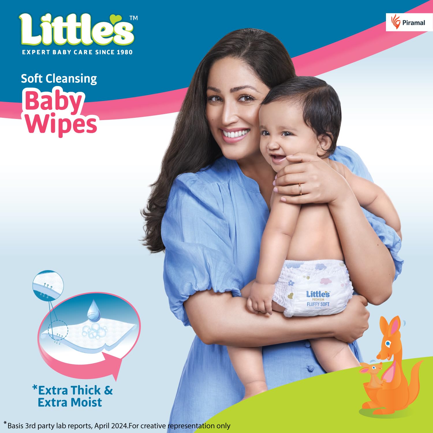 Little's Soft Cleansing Baby Wipes with Lid | 80 Wipes x Pack of 2 - 160 Wipes | Extra Thick & Moist Wet Wipes for Baby's | Prevents Rashes &...