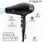 VEGA PROFESSIONAL Pro Xpert Dry 2800W Hair Dryer for Women & Men | Professional Blow Dryer with Combination of 4 Heat & 2 Speed Settings & Cool Shot Button, 16 Amp Plug | Salon Hair Styling (VPPHD-10)