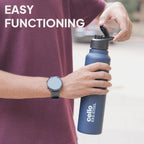CELLO Crysta Flip Stainless Steel Water Bottle 1000 ml, Navy Blue | Single Wall Freezer & Fridge Safe Lightweight Leakproof Flip lid Spillproof Rust Resistant Steel Water Bottle for School Gym Office