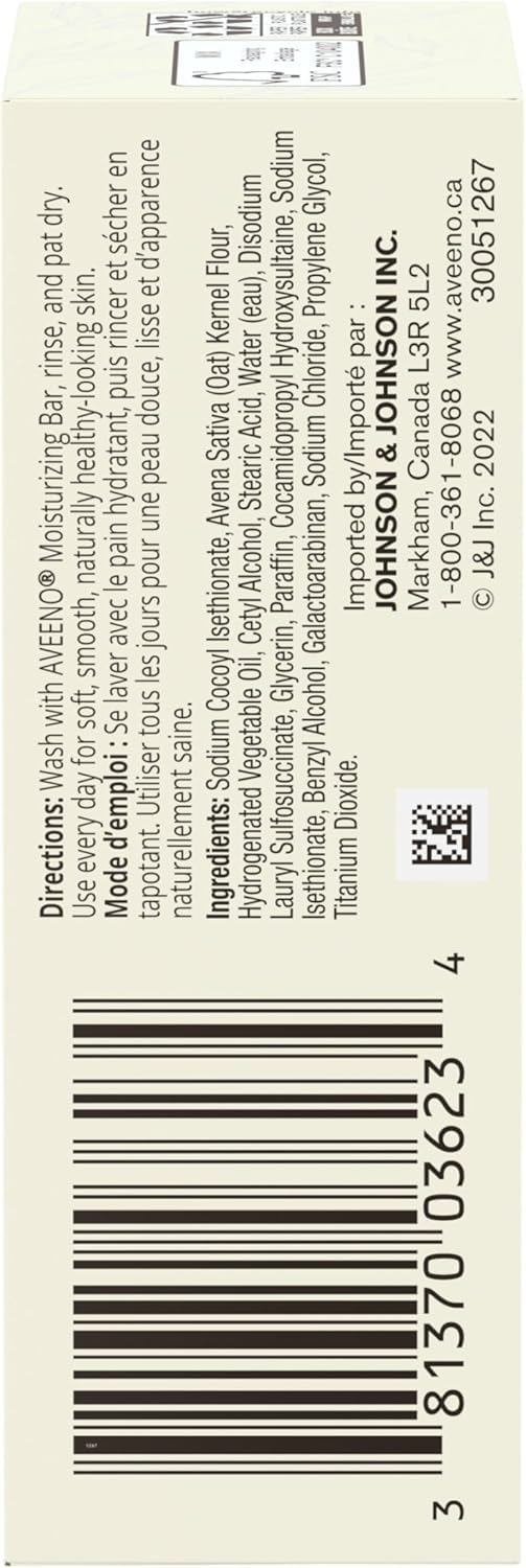 Aveeno Moisturizing Bar for Dry Skin 3 Oz (Pack of 4)