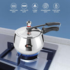 Milton Pro Cook Induction Cookware & Gas Stove Friendly Triply Stainless Steel Curve Pressure Cooker with Inner Lid 3 Litre | Gasket Release System |...