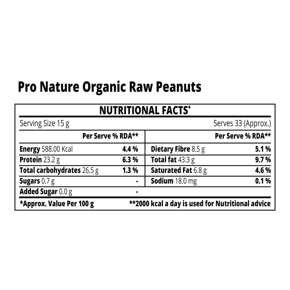Pro Nature Organic Raw Peanuts- 1kg |