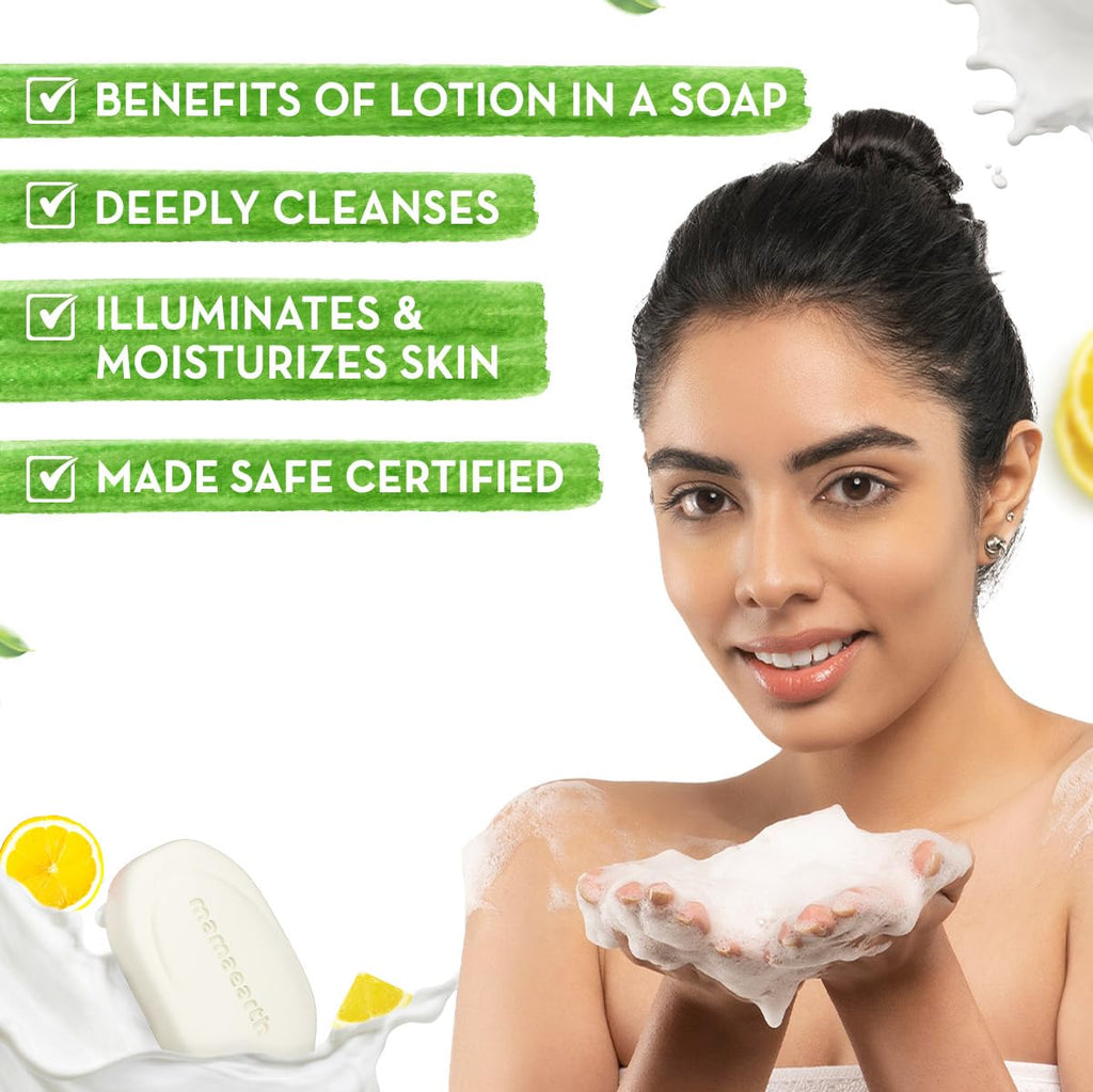 Mamaearth Vitamin C Moisturizing Lotion Soap(Value Pack of 4) - 125 g X 4 Units | Deeply Cleanses | Moisturizing Bathing Bar | Brightens Skin | Nourishes Dry Skin | Non-Drying | 76% TFM Grade 1 Soap
