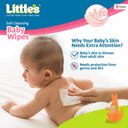 Little's Soft Cleansing Baby Wipes with Lid | 80 Wipes x Pack of 2 - 160 Wipes | Extra Thick & Moist Wet Wipes for Baby's | Prevents Rashes &...