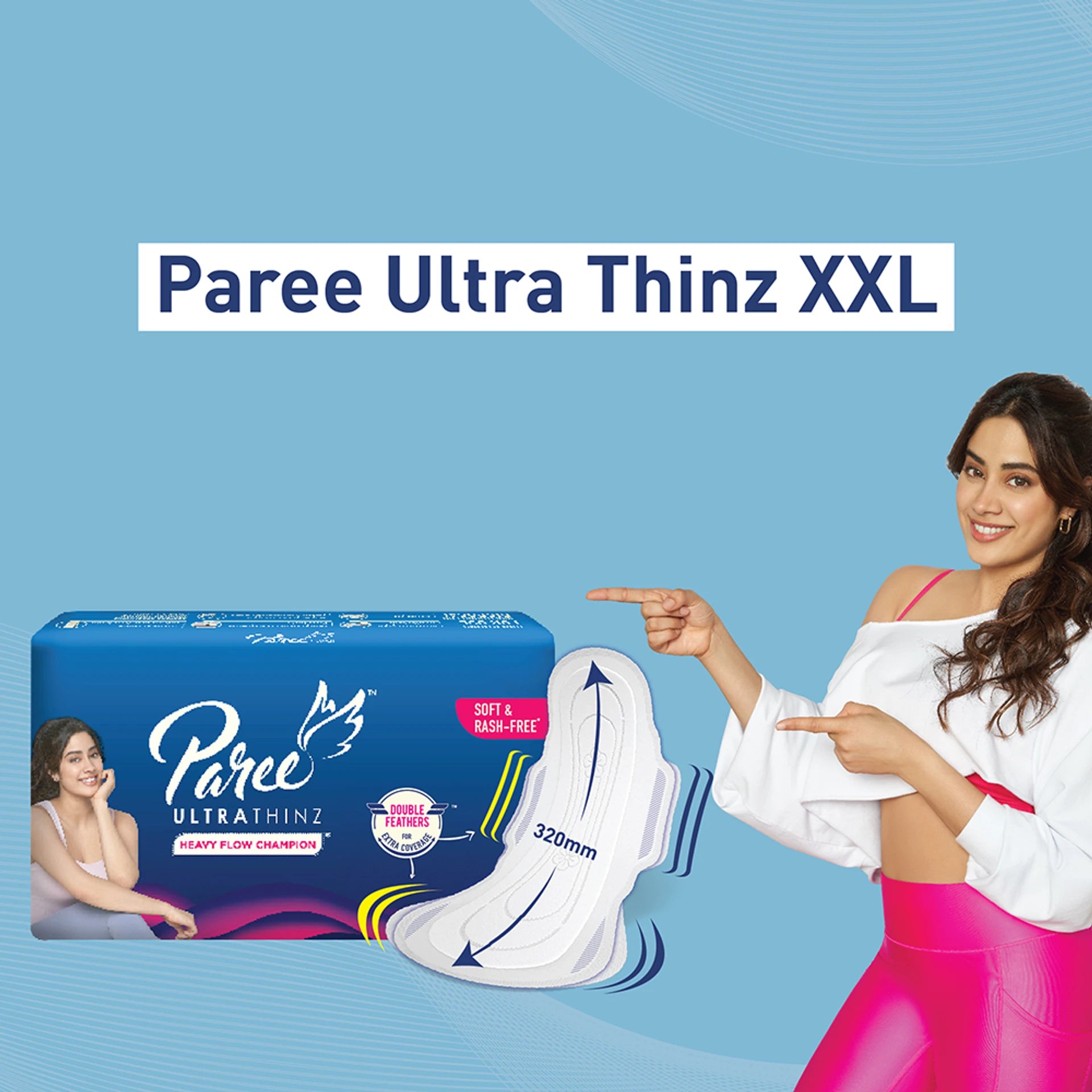 Paree Ultra Thinz Soft & Rash Free Double Feathers XXL Sanitary Pad (Pack of 50)