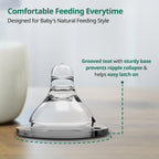 LuvLap Anti-Colic Natura Flo Teat/Nipple for Wide Neck Bottle,2Pcs Medium Flow, 3M+, Made of Soft & Flexible Silicone, Mimics Breastfeeding, Leak Proof, Bpa Free, Comes with Sturdy Base