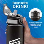 MILTON Gen'Z Water Bottle 1 ltr (Stay Strong), Motivational Water Bottles With Leak Proof Flip-Top Cap & Capacity Mark, Gym Bottle Sipper Water Bottle For Adults, Plastic, Black
