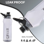 CELLO Fitbe Flip Cap Water Bottle For Daily Use 1000 ml, Black Grey | BPA Free, Reusable & Unbreakable Leakproof Lightweight Easy to Carry with Handle PET Water Bottle For Gym Office Indoor & Outdoor