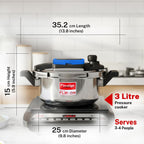 Prestige 3Litre Stainless Steel Flip On Pressure Cooker with Glass Lid|Deep lid for spillage control|Innovative Lock Lid with single hand operation|Gas & Induction Compatible|5Y warranty|ISI Certified