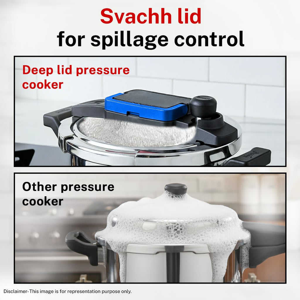Prestige 3Litre Stainless Steel Flip On Pressure Cooker with Glass Lid|Deep lid for spillage control|Innovative Lock Lid with single hand operation|Gas & Induction Compatible|5Y warranty|ISI Certified