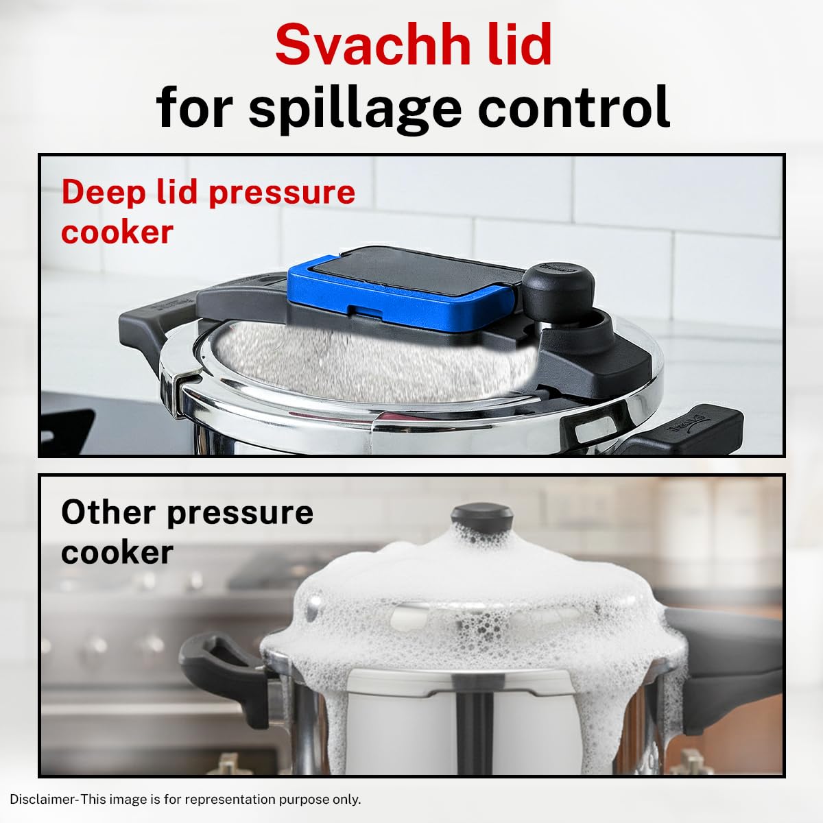 Prestige 3Litre Stainless Steel Flip On Pressure Cooker with Glass Lid|Deep lid for spillage control|Innovative Lock Lid with single hand operation|Gas & Induction Compatible|5Y warranty|ISI Certified