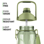 MILTON Eros 1000, 2-in-1 Sip or Gulp Lid Water Bottle 960ml | Unbreakable - Crystal Clear Plastic | Leak-Proof & BPA-Free, One-Click Open | Ideal for School, Office, Gym & Travel Use, Military Green